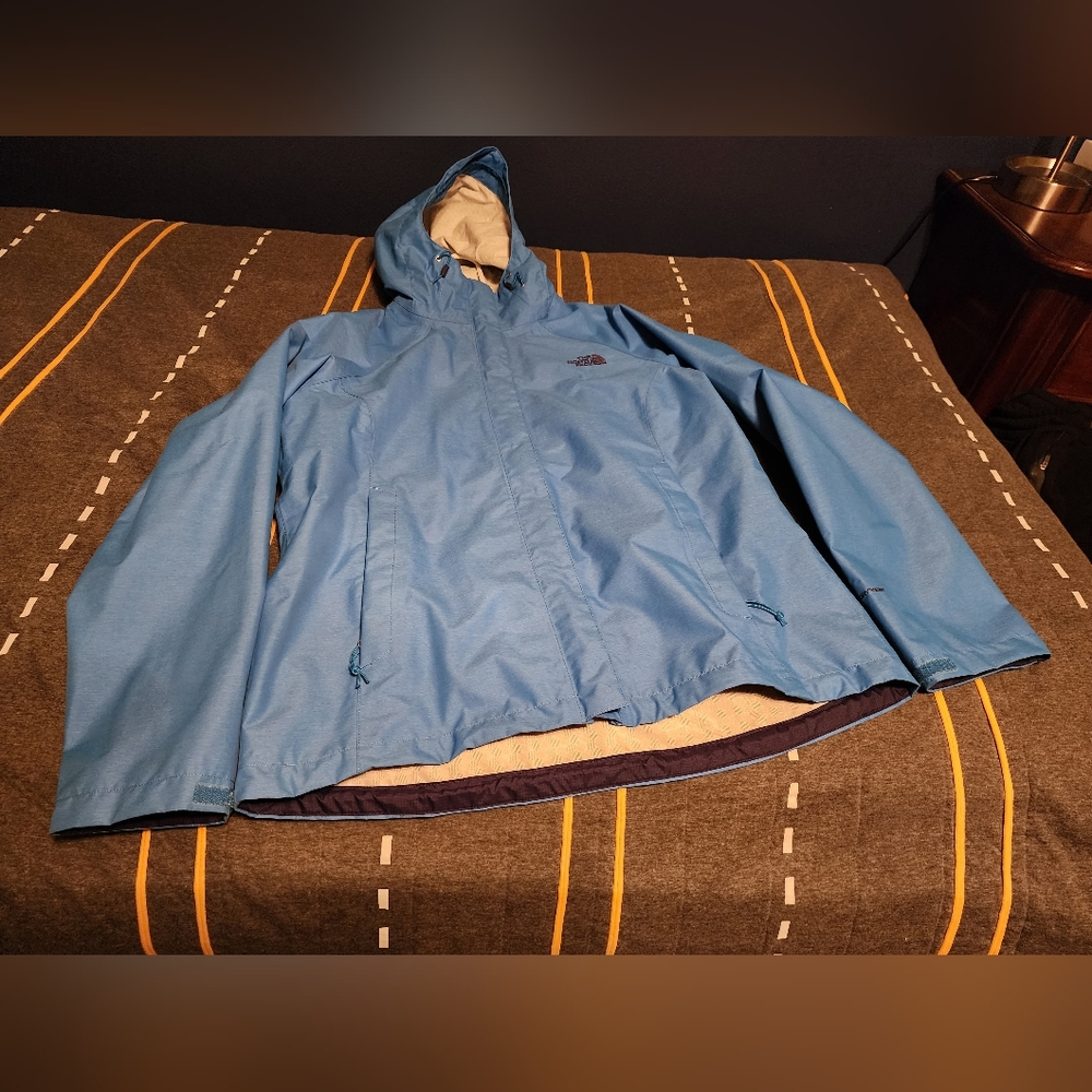 The North Face rain coat blue large women's